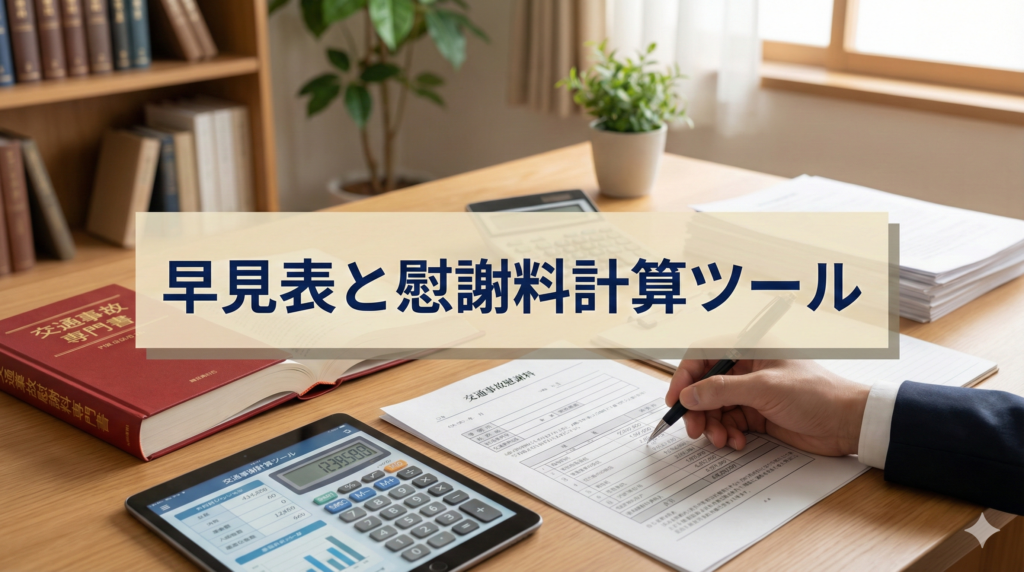 早見表と慰謝料計算ツールについてのアイキャッチ画像